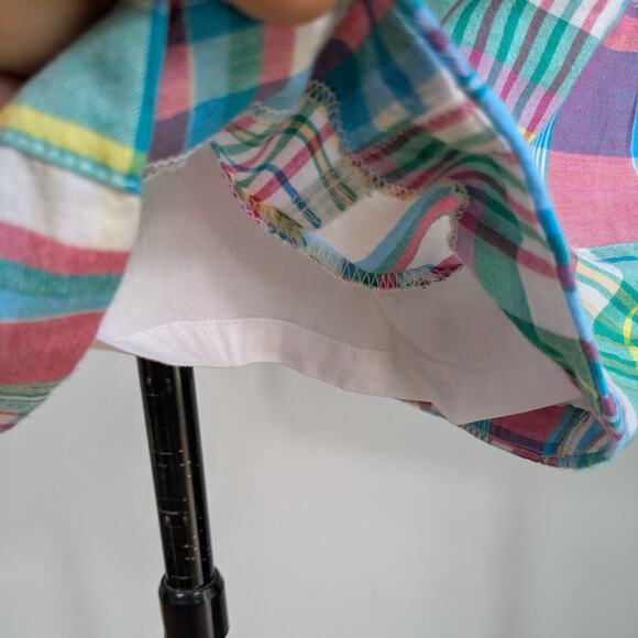 Talbots Madras Plaid Mini Skirt 10 Blue Pink Preppy Classic Patchwork NWT Summer - Picture 8 of 13